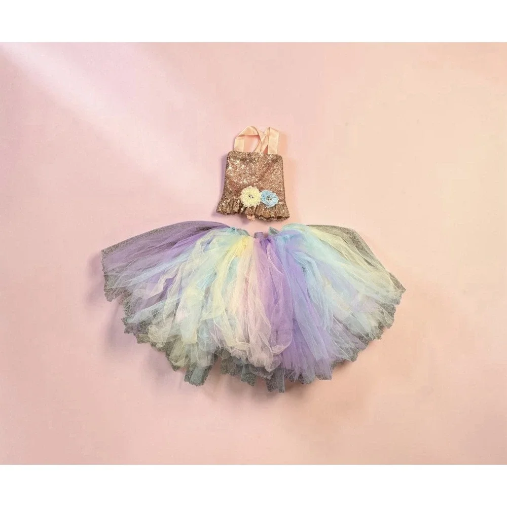 Mimoza Luxury Girls Unicorn Tulle Dress Up Costume Dress, Multicolor, Size 5T